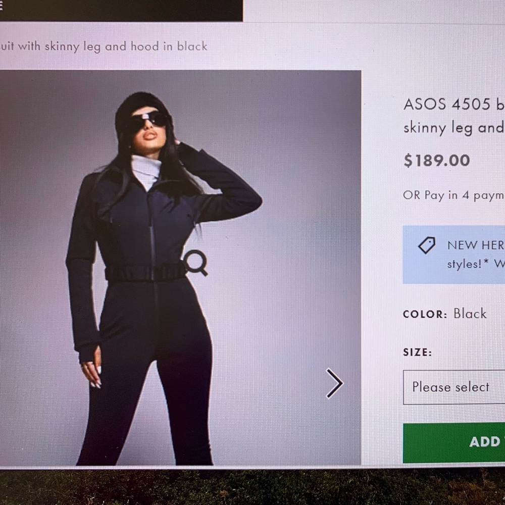 Asos 4505 belted ski suit with skinny leg and hood in black